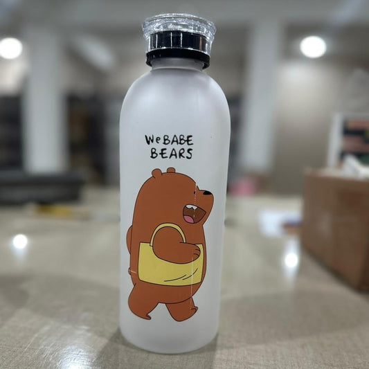 Bare Bears Panda Water Bottle 1000ml - Cute Cartoon Design Durable Hydration Bottle For School, Gym, Travel, And Outdoor Activities (Random Color)