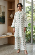 White Printed Arabic Lawn Kurta Set for Women
