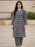 2 Pcs Women's Unstitched 3-D Block Printed Suit
